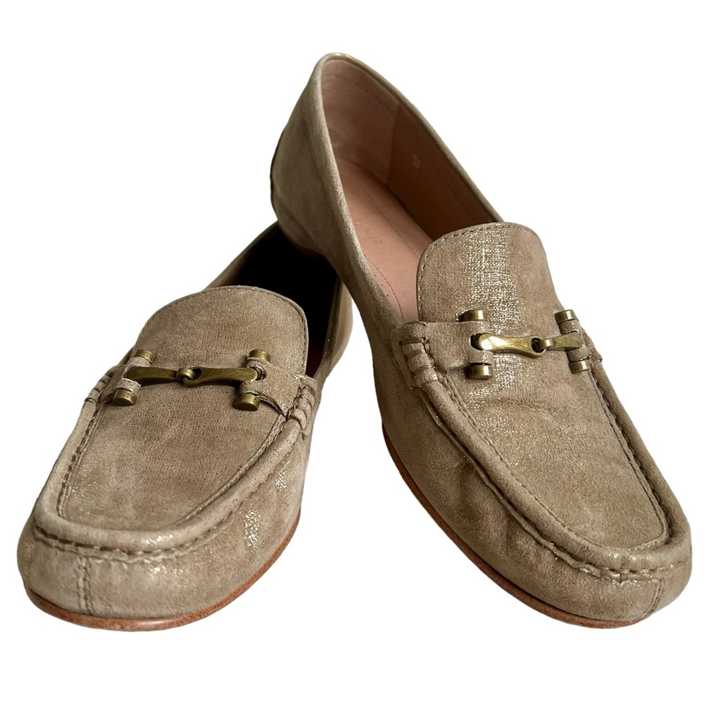 Donald J Pliner Women’s Leather Victor Shimmer Flats Loafers Loafer Dress Shoes
